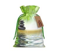 Stone Bamboo Christmas Drawstring Sack Gift Bag, Lightweight And Cute In Design