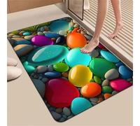 Stone Bath Mat 140x200cm Super Absorbent Shower Bathroom Mat, Non-slip Quick Dry Bathroom Rug, Thin Rubber Backing Carpet Washable Floor Pad for Bathtub Kitchen Door Shower Room Decor Emerald 3-303