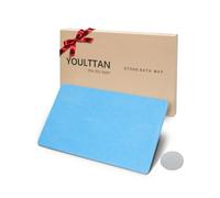 Stone Bath Mat 24"x16" - Diatomaceous Earth Shower Mat, Quick Dry, Anti-Slip, Modern Design with Bonus Non-Slip Pad - Perfect for Home Safety and Style, (Blue)