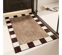 Stone Bath Mat 40x60cm Super Absorbent Shower Bathroom Mat, Non-slip Quick Dry Bathroom Rug, Thin Rubber Backing Carpet Washable Floor Pad for Bathtub Kitchen Door Shower Room Decor Retro 3-1241