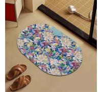 Stone Bath Mat 60x90cm Super Absorbent Shower Bathroom Mat, Non-slip Quick Dry Bathroom Rug, Thin Rubber Backing Carpet Washable Floor Pad for Bathtub Kitchen Door Shower Room Decor Ellipse 3-263