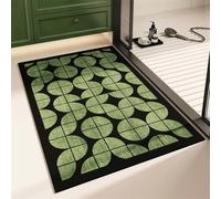 Stone Bath Mat 60x90cm Super Absorbent Shower Bathroom Mat, Non-slip Quick Dry Bathroom Rug, Thin Rubber Backing Carpet Washable Floor Pad for Bathtub Kitchen Door Shower Room Decor Green 3-277