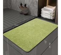 Stone Bath Mat 80x140cm Super Absorbent Shower Bathroom Mat, Non-slip Quick Dry Bathroom Rug, Thin Rubber Backing Carpet Washable Floor Pad for Bathtub Kitchen Door Shower Room Decor Green 3-309