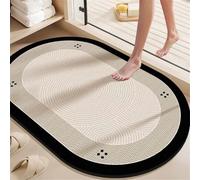 Stone Bath Mat 90x150cm Super Absorbent Shower Bathroom Mat, Non-slip Quick Dry Bathroom Rug, Thin Rubber Backing Carpet Washable Floor Pad for Bathtub Kitchen Door Shower Room Decor Curved 3-265