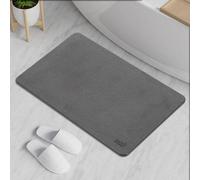 Stone Bath Mat Diatomaceous Earth Non Slip Bathroom Mat Quick Dry Absorbent Shower Floor Mat Dark Grey