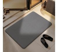 Stone Bath Mat Diatomite Quick Dry Bath Mat Non Slip Anti Mould Absorbent Magic Mat for Bathroom Floor Comes with Non-slip Pad and Sandpaper (Dark gray, 39 * 60 * 0.9cm)