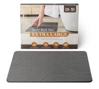 Stone Bath Mat for Bathroom Non Slip Diatomaceous Earth Bath Mat, Magic Quick Dry Absorbent Diatomite Stone Dying Bathmat (Dark Grey - A, 23.6" * 15.4")