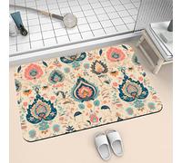 Stone Bath Mat Intricate 40x60cm Super Absorbent Quick Dry Bathroom Mat, Non Slip Rubber Backing Carpet, Thin Low Profile Shower Rugs for Under Door, Washable Rug Floor Carpet for Kitchen Toilet6-207