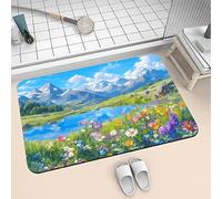 Stone Bath Mat Landscape 80x150cm Super Absorbent Quick Dry Bathroom Mat, Non Slip Rubber Backing Carpet, Thin Low Profile Shower Rugs for Under Door, Washable Rug Floor Carpet for Kitchen Toilet6-297