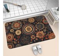 Stone Bath Mat Mandala 120x160cm Super Absorbent Quick Dry Bathroom Mat, Non Slip Rubber Backing Carpet, Thin Low Profile Shower Rugs for Under Door, Washable Rug Floor Carpet for Kitchen Toilet6-327