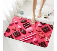 Stone Bath Mat Non Slip Quick Dry 50x80cm Super Absorbent Shower Bathroom Mat Red, Washable Bathroom Rug Decor, Indoor Easy to Clean Floor Door Rugs Carpet for Living Room, Kitchen, Bedroom 5-933