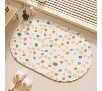 Stone Bath Mat Quick Dry Colorful Dots Large 80X120Cm Absorbent Non-Slip | Diatomite Bathroom Mat Foldable Design, Space Saving, For Bathrooms, Showers and Sinks,Easy to Clean