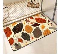 Stone Bath Mat quick dry, Super Absorbent Shower Bathroom Mat, Thin Rubber Backed Bath Rug, Washable Floor Matt for Tub Shower Carpet, Rugs Home and Kitchen Bathroom Accessory Leaves 50*80cm 7-819
