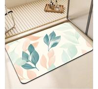 Stone Bath Mat quick dry, Super Absorbent Shower Bathroom Mat, Thin Rubber Backed Bath Rug, Washable Floor Matt for Tub Shower Carpet, Rugs Home and Kitchen Bathroom Accessory Leaves 90*150cm 7-816