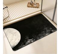 Stone Bath Mat quick dry, Super Absorbent Shower Bathroom Mat, Thin Rubber Backed Bath Rug, Washable Floor Matt for Tub Shower Carpet, Soft Rugs Home and Kitchen Bathroom Accessory Moon 50*80cm 7-933