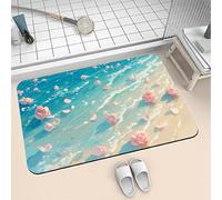 Stone Bath Mat Roses 100x150cm Super Absorbent Quick Dry Bathroom Mat, Non Slip Rubber Backing Carpet, Thin Low Profile Shower Rugs for Under Door, Washable Rug Floor Carpet for Kitchen Toilet6-405