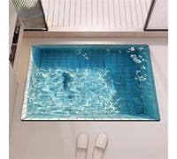 Stone Bath Mat, Super Absorbent Quick Drying Small Shower Mats Non Slip Bathroom Rug, Thin Bath Rugs Bathmat Shower Rug for Bathtub, Floor, Kitchen, Shower Living Room Carpet Water 50x80cm 5-296