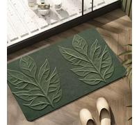 Stone Bath Mat, Super Absorbent Quick Drying Small Shower Mats Non Slip Bathroom Rug, Thin Bath Rugs Bathmat Shower Rug for Bathtub, Floor, Kitchen, Shower Living Room Carpet Green 40x60cm 5-812