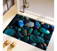 Stone Bath Mat, Super Absorbent Quick Drying Small Shower Mats Non Slip Bathroom Rug, Thin Bath Rugs Bathmat Shower Rug for Bathtub, Floor, Kitchen, Shower Living Room Carpet Seashores 40x60cm 5-704