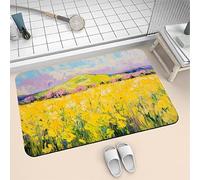 Stone Bath Mat Yellow 60x90cm Super Absorbent Quick Dry Bathroom Mat, Non Slip Rubber Backing Carpet, Thin Low Profile Shower Rugs for Under Door, Washable Floor Rug for Kitchen, Toilet, Sink6-549
