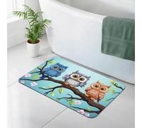Stone Bath Mats for Bathroom Diatomaceous Earth Bath Mat Super Absorbent Floor Mat Owls on a Branch Stone Drying Mats Quick Drying Diatomite Shower Mat for Bathtub Pad 15.7x23.6in