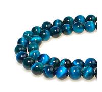 Stone Beads 12mm 30pcs Round Sky Blue Tiger's Eye Loose Gemstone Bead Charms for Jewelry Making Bracelet Necklace Earring Pendant