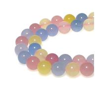 Stone Beads 4mm Multicolored Morganite Jade with Holes Round Gemstone Loose Beads for Jewellery Making Bracelet Necklace Ring Craft Supplies