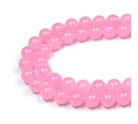 Stone Beads 6mm Rose Red Quartz Pink Jade with Holes Round Gemstone Loose Beads for Jewellery Making Bracelet Necklace Ring Craft Supplies