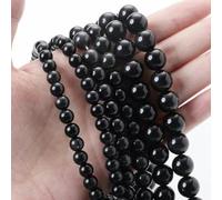 Stone Beads Agate Tiger Eye Jade Quartz Moonstone Lava Beads for Jewelry Making DIY Bracelet Accessories-obsidian-8mm(Around 45)