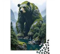Stone Bear in Forest 1000 Pieces Puzzle for Adults, Bear Themed Animal Design, Indoor Relaxation Gift, 70x50cm/1000pcs