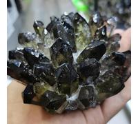 Stone Black Phantom Quartz Crystal Cluster Home Office Aquarium Decor Gift(850-900g)