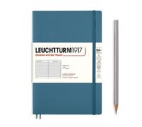 LEUCHTTURM1917 365644 Notebook Paperback (B6+), Softcover, 123 Numbered Pages, Stone Blue, Ruled
