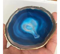 Stone Blue Crystal Agate Plate Geode Slice Crystal Coasters(1pcs)