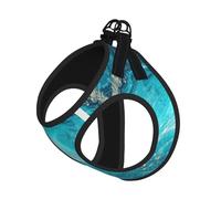 Stone Blue Gold Marble Print Harness Leash Set For Cats And Dogs, Reflective Adjustable, Soft Breathable Mesh Vest With Escape-Proof Lead, For Small Pets And Kitten Puppies