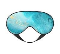 Stone Blue Gold Marble Print Soft Eye Mask Lightweight Sleep Aid Breathable Blackout Travel Nap Yoga Meditation