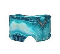 Stone Blue Gold Marble Printed Slumber Eye Shield, Reversible Sleep Gear, Light Blocking Headwrap, for Travel Comfort