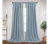 Stone Blue Linen Blended Rod Pocket Sheer Curtains 52x108 Inch Length