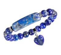 Stone Bracelet 8mm Beads Chakra Crystal Energy Heart Charm Bracelet Handmade Jewelry for Women, Rock Crystal