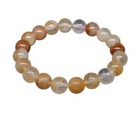 Stone Bracelet Amethyst Rose Quartz Obsidian Agate Beads Jewelry For Men Women(10MM_YELLOW INCLUSIONS)