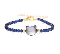 Stone Bracelet -Cute Female Mini Stone Beaded Bracelet for Women Girls Shell Cat Head Charm Bracelets Party Jewelry Friendship Gifts,sapphire,One size
