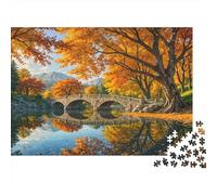 Stone Bridge 1000 Piece Jigsaw Puzzle Autumn Forest Jigsaw Puzzle for Adults Paper Relaxing Gift Home Decor 70x50cm/1000pcs