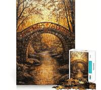 Stone Bridge Autumn Forest Jigsaw Puzzles 1000 Piece for Teenagers Enhance Memory Leisure Time Solid Cut Santa Wish Item 50x75cm