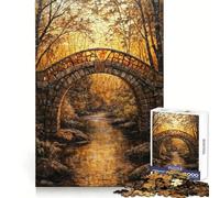Stone Bridge Autumn Forest Jigsaw Puzzles for Adults1000 Piece Sharp Logic Toy Together Fun Tight Cut Memorable Gift 38x52cm