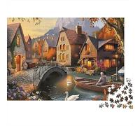 Stone Bridge Evening Riverside Village Jigsaw Puzzle for Adults 1000 Pieces Puzzle Game 1000 Piece paper puzzle calming family activity home decor gift 70x50cm/1000pcs