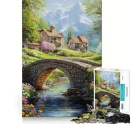 Stone Bridge in A Mountain Village 1000 Piece Jigsaw Puzzles for Teenagers Jigsaw Solid Logic Toy Calm Fun Precision Cut Santa Wish Item 50x75cm