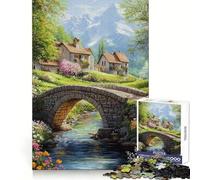 Stone Bridge in A Mountain Village 1000 Piece Jigsaw Puzzles for Teenagers Jigsaw Solid Logic Toy Calm Fun Precision Cut Santa Wish Item 50x75cm
