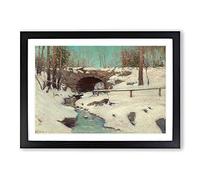 Stone Bridge in Central Park by Julian Onderdonk Framed Print | A2 Black Framed Wall Art | Ready to Hang | Modern Cityscape Picture | Living Room Bedroom Lounge Office