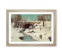 Stone Bridge in Central Park by Julian Onderdonk Framed Print | A2 Oak Framed Wall Art | Ready to Hang | Modern Cityscape Picture | Living Room Bedroom Lounge Office