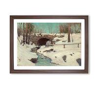 Stone Bridge in Central Park by Julian Onderdonk Framed Print | A2 Walnut Framed Wall Art | Ready to Hang | Modern Cityscape Picture | Living Room Bedroom Lounge Office