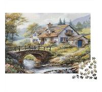 Stone Bridge Jigsaw Puzzle Cottage 1000Pc Recycled Paper Adults Jigsaws Fun Family Game Hands-on Skills Home Decoration Great Gift Idea 38x26cm/1000pcs